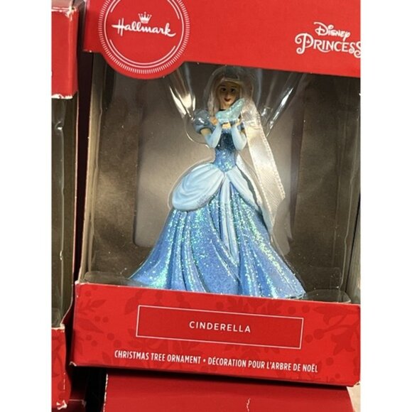 Set Of 4 Hallmark 2020 2 Cinderella & 2 Belle Disney Princess Ornaments LIKE NEW - Picture 5 of 11